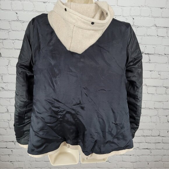 Zara Woman Tan Gold Buckle Full Zip Hooded Pockets Lined Jacket Size Small S - Picture 6 of 15